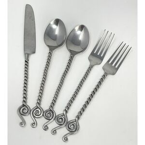 World Market Maroc Twist 1 Dinner Knife  2 Dinner Forks 2 Dinner Spoons Set Of 5